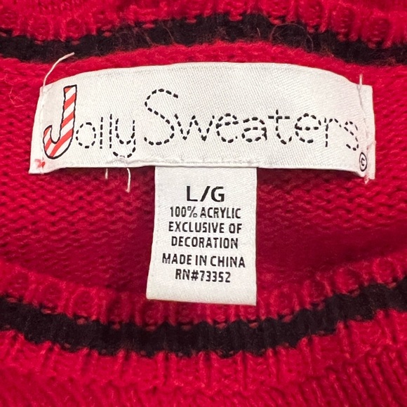Jolly Sweaters Ugly Red Christmas Sweater, Gingerbread Man, large, acrylic, EUC - Picture 6 of 6